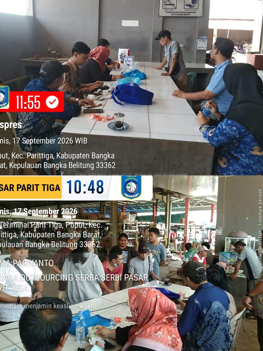 DKUP Bangka Barat dipimpin Sekretaris dinas dan Kabid Perdagangan Melaksanakan Penarikan Retribusi di Pasar Parittiga dan Pasar Jebus 